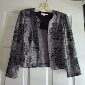 Women's Cropped Gray Checked Jacket Blazer Size 8